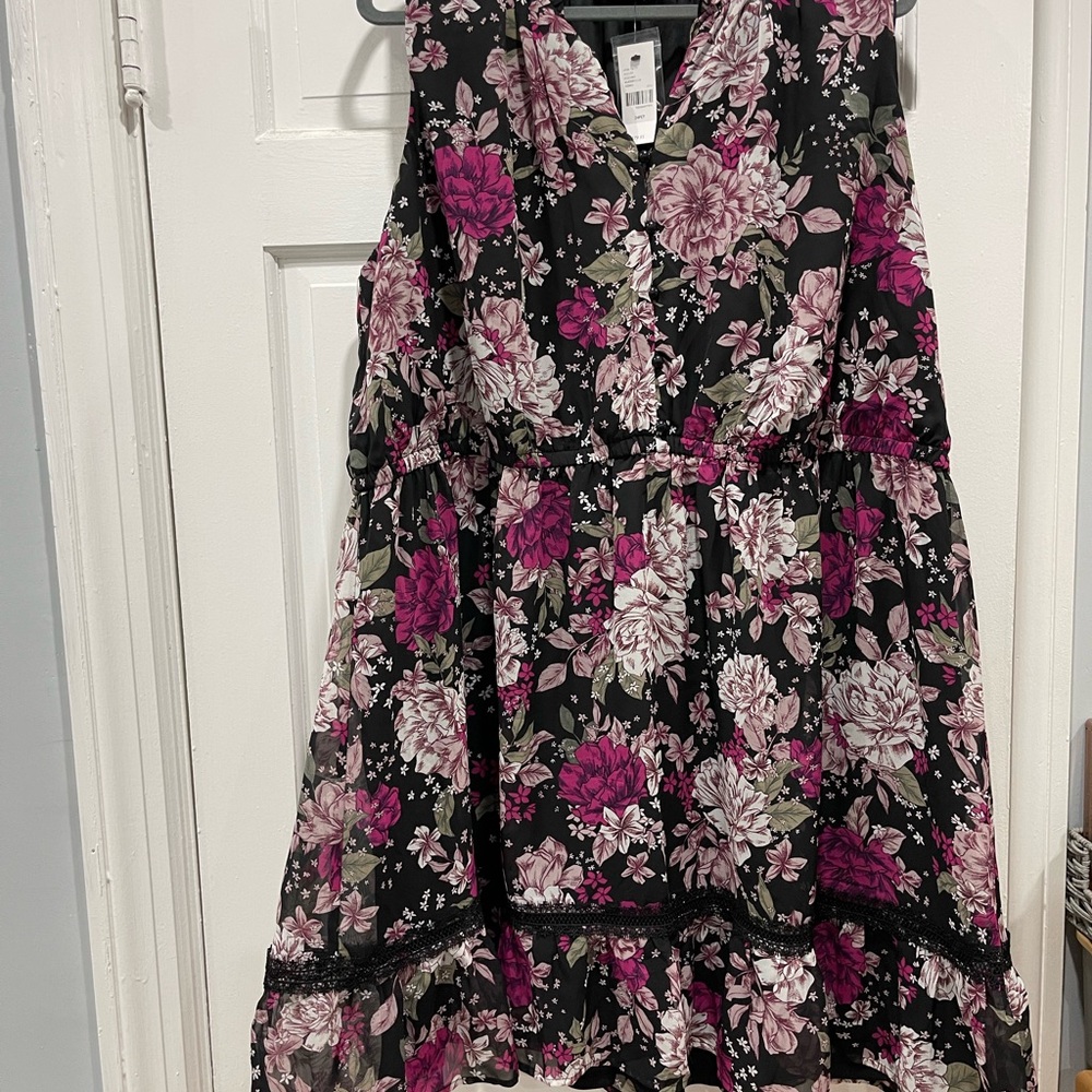 Lane Bryant Black and Pink Floral Dress